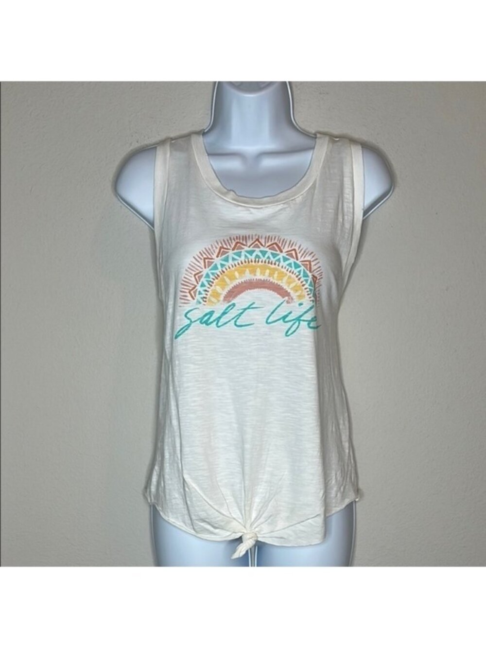Women's White Tank Top with Colorful Graphic